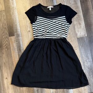 Speechless Black and White Striped Girls' Casual Dress